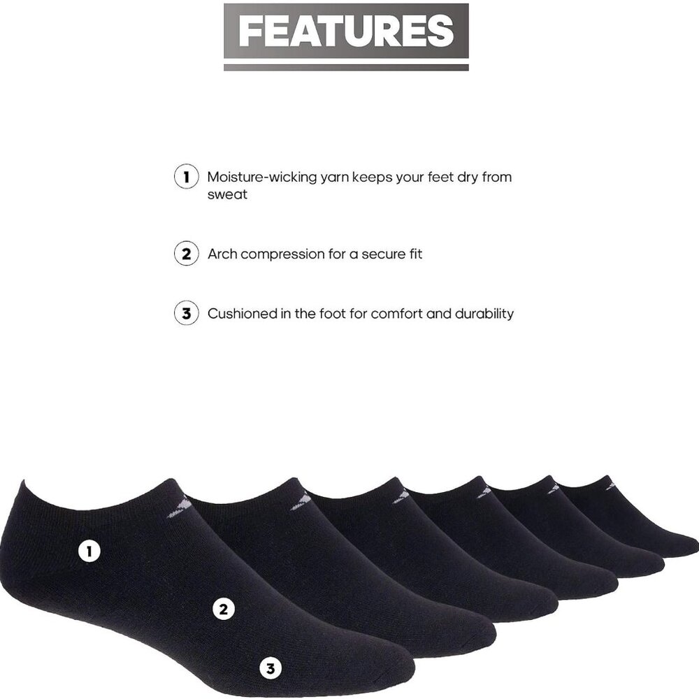 Women's Athletic Cushioned 6-Pack No Show, Socks … - image 2